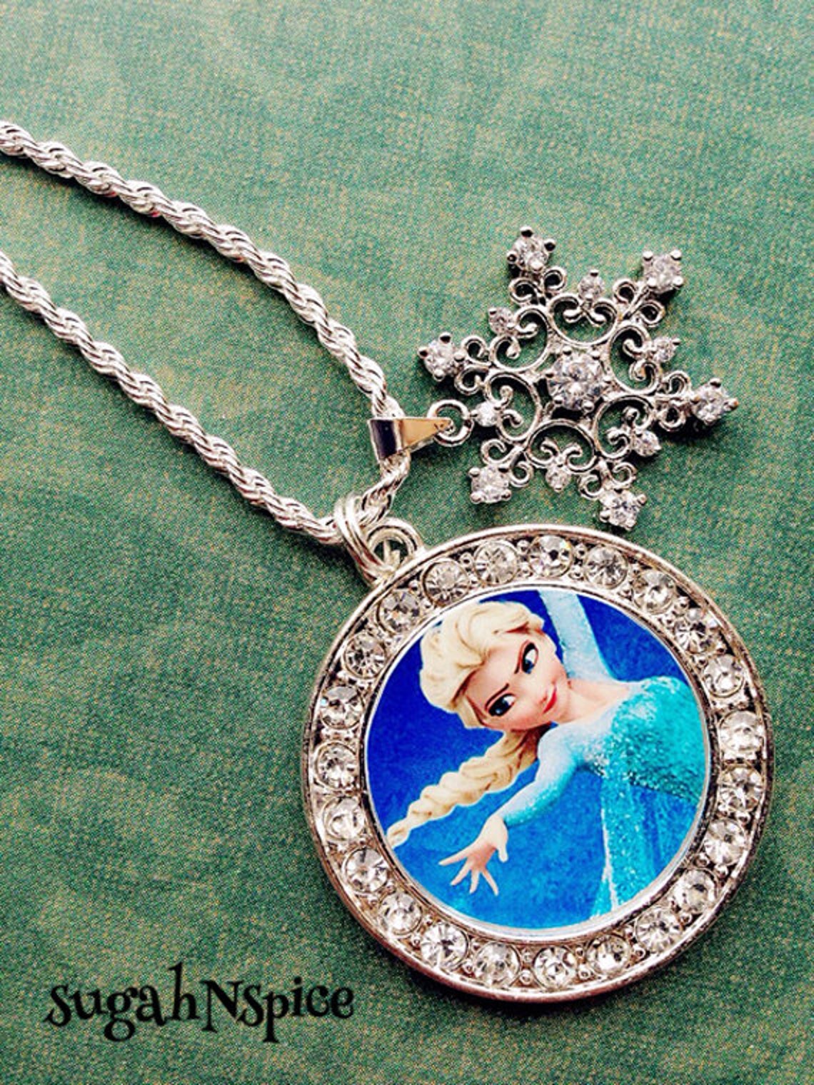 Frozen Elsa Necklace Sterling Silver Snowflake Rhinestone Etsy