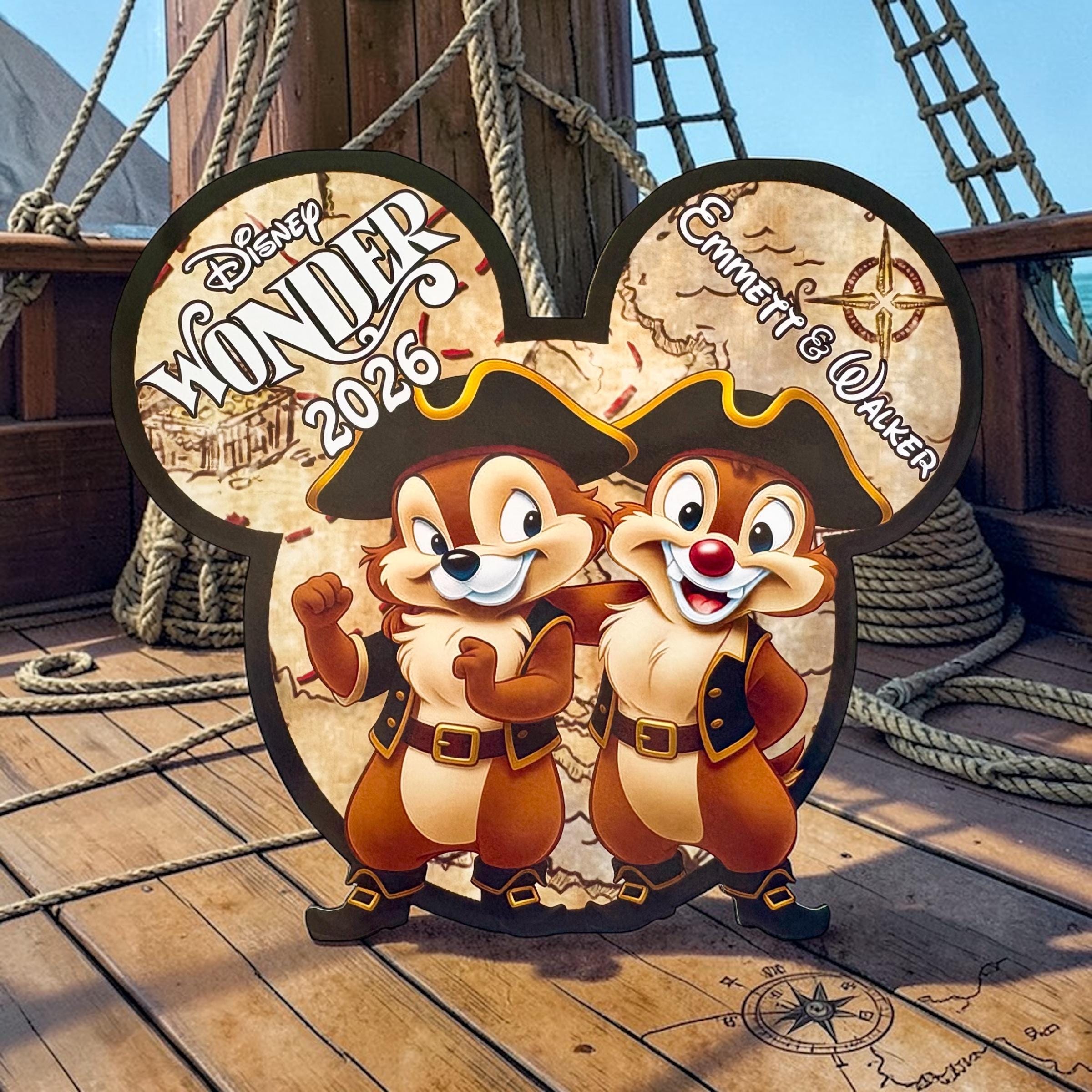 Disney Cruise Magnet - Pirate Chip and Dale Magnet - Etsy