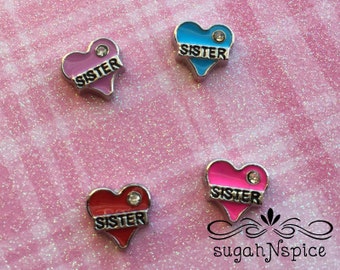 Sister Floating Charm - Sister  Memory Charm - Sister  Floating Locket Charm - Sister Living Locket Charm - Charms for Lockets