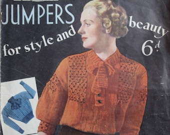 1930's Bestway Jumpers for Style and Beauty PDF - Vintage Knitting Pattern  - 1930's Jumper - Sweater - Cardigan