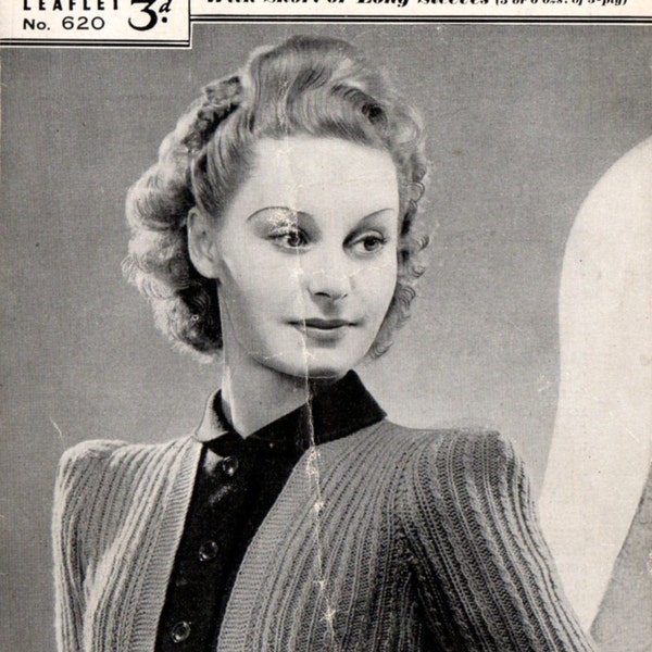 1940's Bestway 620 PDF Knitting Pattern - Vintage Cable Bolero - Wartime Pattern - WW2 - Cabled Bolero - 34" Bust