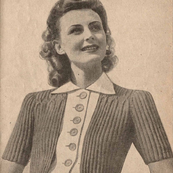 1940's Bestway 900 PDF Knitting Pattern for a Pretty Little Bolero - Wartime