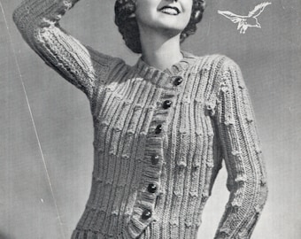 1930's Golden Eagle 64 PDF Knitting Pattern - Vintage Coat in Chunky Wool - Thick Wool Cardigan - Double Knitting Cardigan