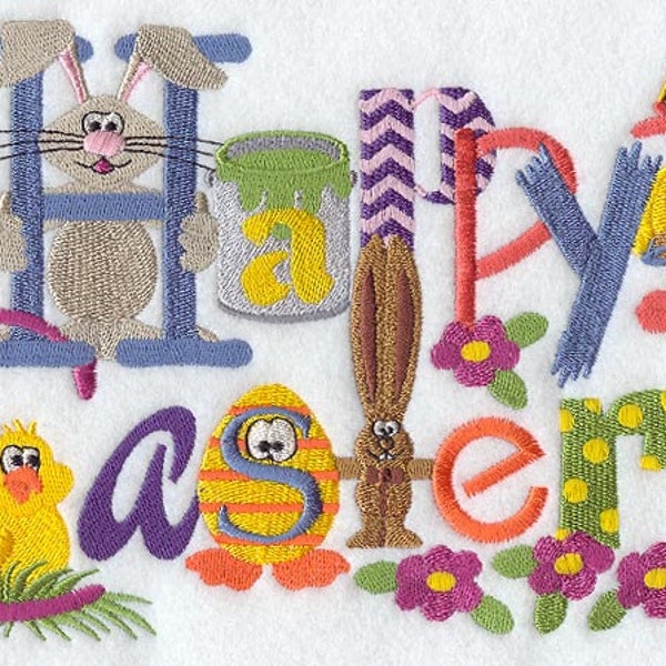 Happy Easter Embroidered Flour Sack Hand/Dish Towel