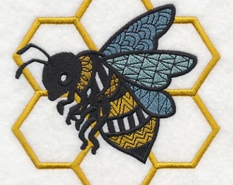 Busy Bee and Honeycomb Embroidered Flour Sack Hand/Dish Towel
