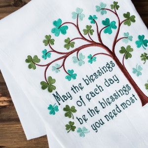 Irish Blessing of the Day Embroidered Flour Sack Hand Towel