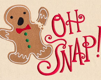 oh snap gingerbread man Embroidered Flour Sack Hand/Dish Towel