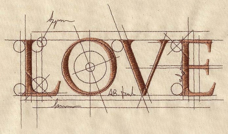 LOVE Architect Embroidered Flour Sack Hand/DIsh Towel image 1