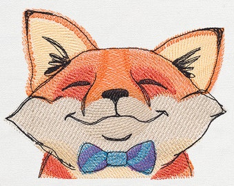 Fox Embroidered Flour Sack Hand /Dish Towel