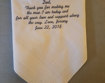 Father of groom embroidered PERSONALIZED handkerchief,personalized handkerchief, father of the groom gift, father of the bride gift