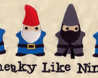 Ninja Gnomies Embroidered Flour Sack Hand/Dish Towel