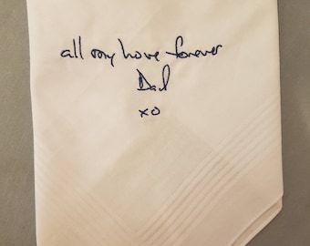 Custom writing father of groom handkerchiefs ( in love ones hand writing)