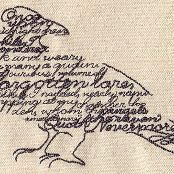 Edgar Allan Poe's "The Raven"  Embroidered Flour Sack Hand/Dish Towel