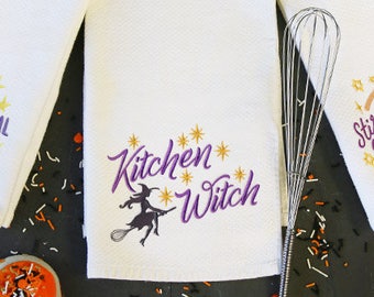 Halloween embroidered floursack teatowels