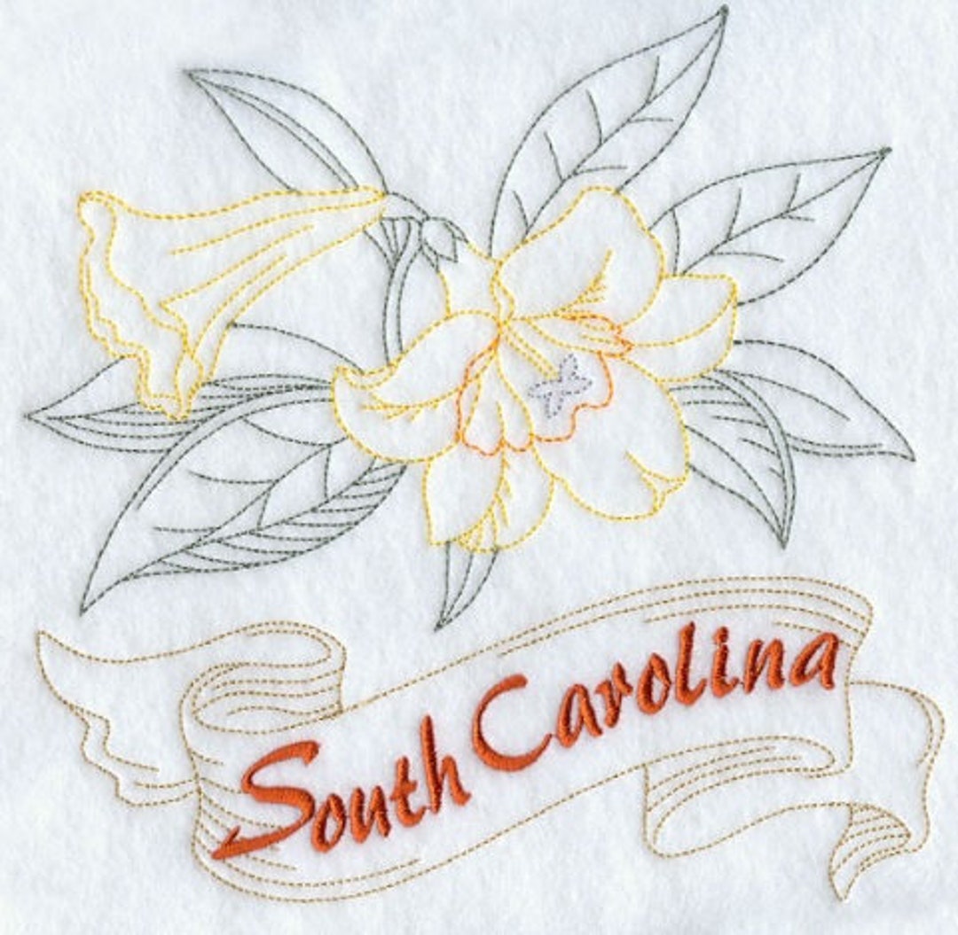 South Carolina Embroidered Floursack Teatowel/dish Towel Etsy
