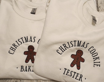 Embroidered Christmas baker / tester Crewneck sweaters