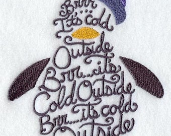 Its Cold Outside Penguin Embroidered Flour Sack Hand/Dish Towel