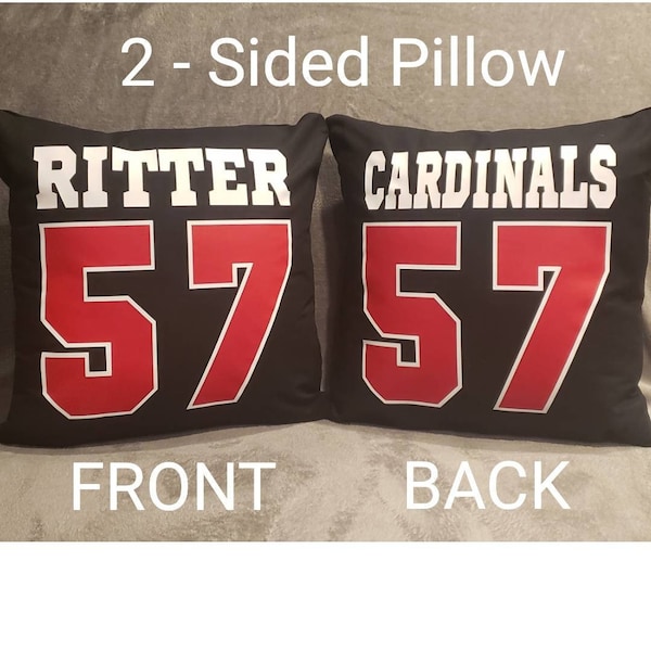 Senior athlete Graduation gift Sports jersey team idea 2-SIDED banquet boys bedroom room Pillow Name number high school coach group captain
