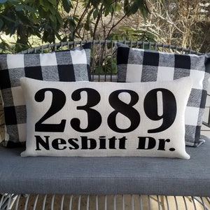 Outdoor SPRING neutral decor porch redo throw Pillow modern farmhouse style cushion jute address numbers front Entryway welcome realtor gift