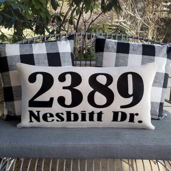 Outdoor SPRING neutral decor porch redo throw Pillow modern farmhouse style cushion jute address numbers front Entryway welcome realtor gift