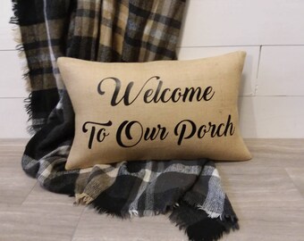 Porch Pillows Outdoor Custom Realtor Gift Decor Burlap Address Etsy