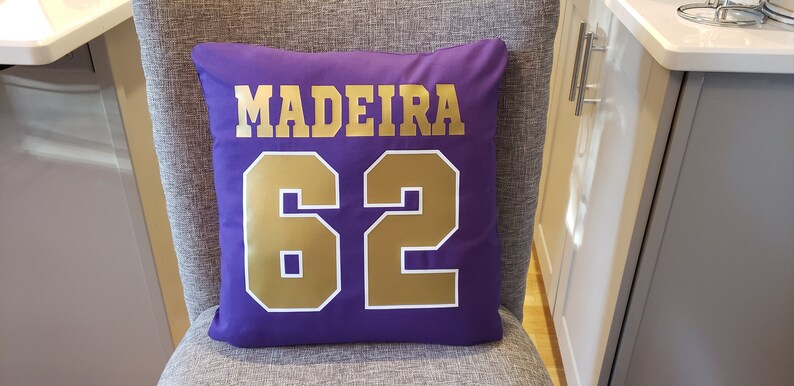 Sports Jersey number pillow college gift Senior night high school Banquet graduation Birthday Name Team football soccer teen boy girls room
