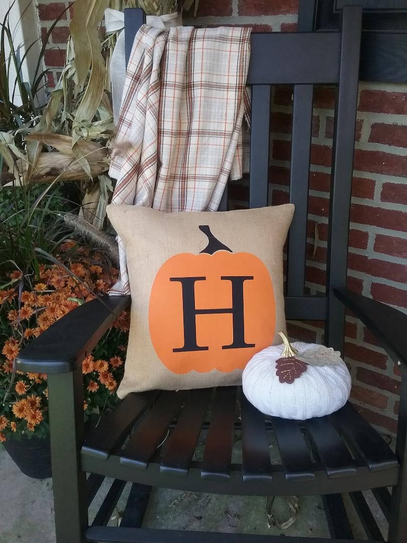 Fall Outdoor Decor Pumpkin Personalized Address Burlap Pillow Etsy