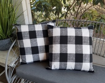 Outdoor Pillow Black And White Plaid Throw Pillows Outdoor Fall