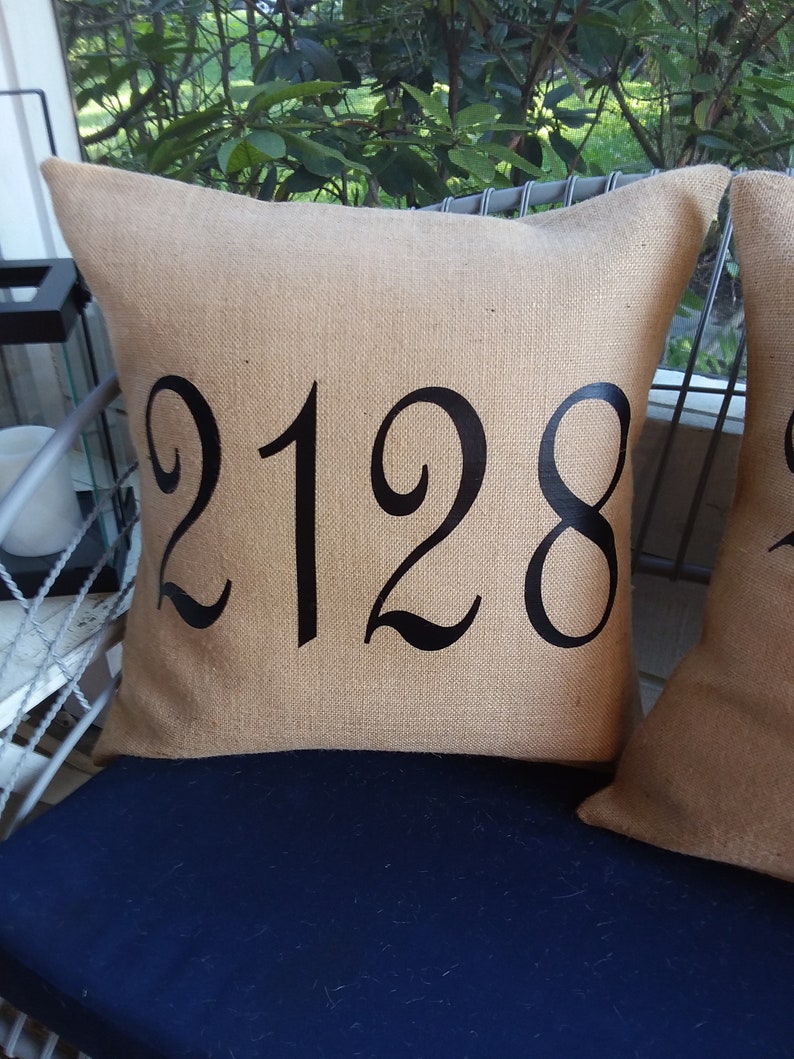 Porch Pillows Outdoor custom realtor gift decor Burlap Address Etsy