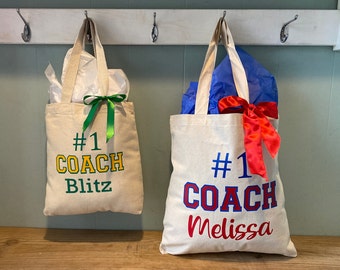 Senior Banquet Coach Gift Idea Tote Bag Name Number Colors Jersey Team Group Night Awards Cheer Class of 2024 Football High School Sports