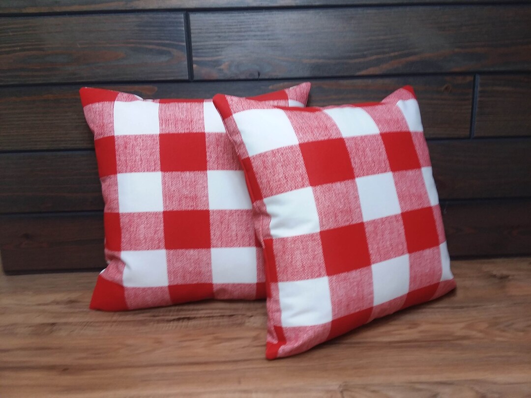 Red Buffalo Plaid Checked Farmhouse Summer Outdoor Porch Decor Indoor ...