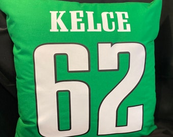 Jason Kelce Philadelphia Eagles Kelly Green Jalen Hurts NFL player Jersey Pillow Fan It’s A Philly Thing birthday Gift sports boys room