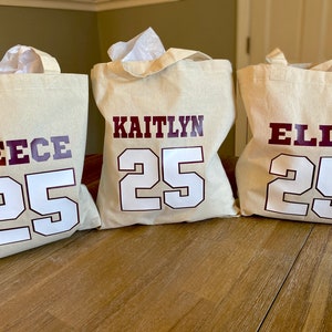 Custom Sports Jersey Tote Bag: Senior Night Gift, Team Colors Girls Soccer  Name Number