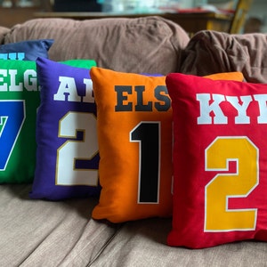 Personalized Jersey Number Pillow: Custom Sports Decor, College Dorm Gift