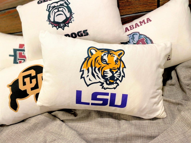 College logo Acceptance pillow Graduation gift University State high school Dorm decor class 2024 Bed student bedroom senior night banquet image 1