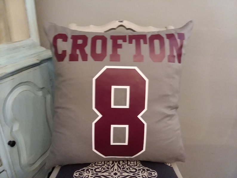 Sports Jersey number pillow college gift Senior night high school Banquet graduation Birthday Name Team football soccer teen boy girls room