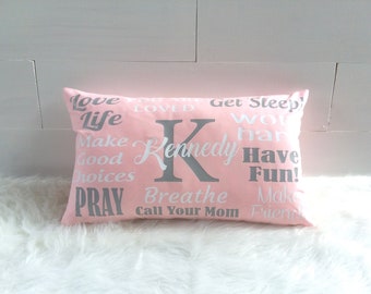 Monogrammed Dorm Pillow: Personalized College Student Gift