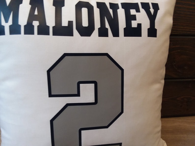 Sports Jersey number pillow college gift Senior night high school Banquet graduation Birthday Name Team football soccer teen boy girls room