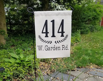 Address Display Ideas Burlap spring Garden Flag Banner Farmhouse style outdoor decor Family Last Name gift Housewarming Welcome new home