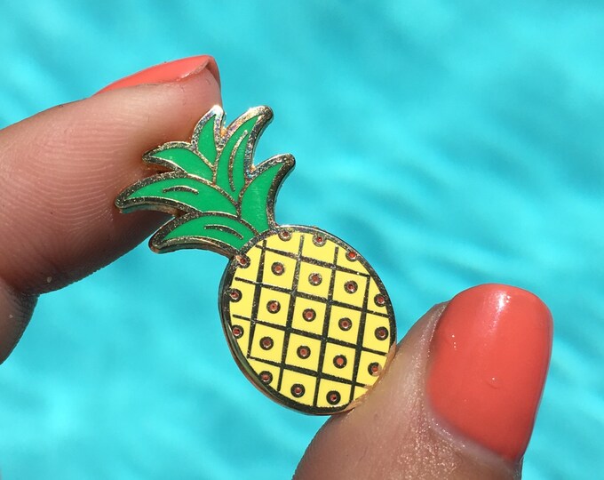 SALE Pineapple Pin Enamel Flair Lapel Pin Yellow Green Etsy