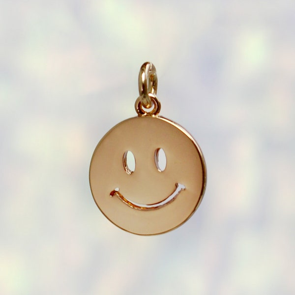 Smiley Face Charm - SFun Jewelry - Pendant & Gold - Kidcore - Tiny! Cute Friendship Gift - Smile Charm - Good Vibes - Wildflower Co Jewelry