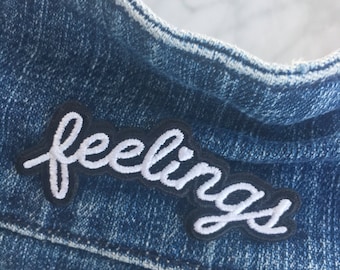 Feelings / Feminist Patch – Iron On Embroidered Patches - Black & White