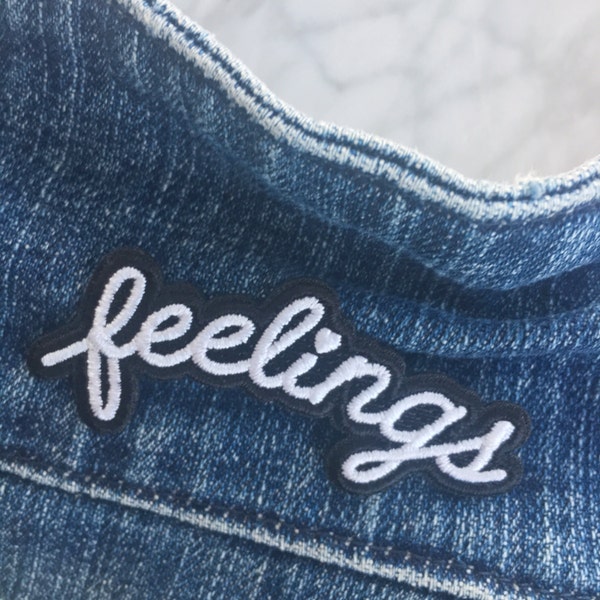 Feelings / Feminist Patch – Iron On Embroidered Patches - Black & White