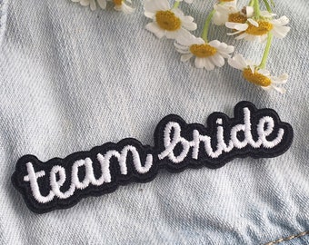 Team Bride Patch - Iron-On - Embroidered Applique - Black & White - Bachelorette - Bridal Party - Wildflower + Co.