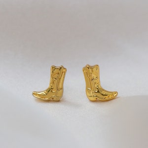 Gold Cowgirl Boot Earrings - Cowboy Boot Earrings - Cute Space Cowgirl - Disco Cowgirl Bachelorette Party Gift!  Wildflower + Co. Fun Gifts