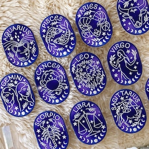 Zodiac Star Sign Constellation Patch Iron On Astrology Aries Taurus Gemini Cancer Leo Virgo Scorpio Sagittarius Capricorn Aquarius Pisces