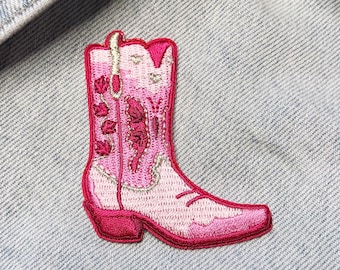 Pink Cowgirl Boot Patch - Space Cowgirl - Disco Cowgirl  Bachelorette Party - Pink Cowboy Boot - Southwest - Western - Southern