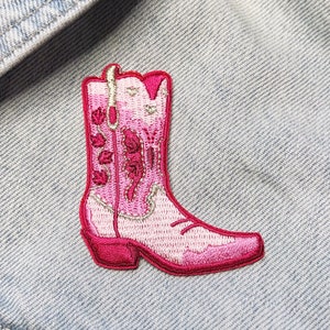Pink Cowgirl Boot Patch - Space Cowgirl - Disco Cowgirl  Bachelorette Party - Pink Cowboy Boot - Southwest - Western - Southern
