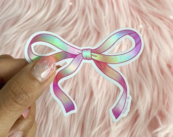 Sticker noeud, vinyle holographique - Stickers bouteille d'eau pour ordinateur portable - Coquette Royalcore Girlycore Balletcore Aesthetic