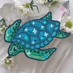 Sea Turtle Patch Beach Ocean Iron On Embroidered Patches Coconut Girl Wildflower Co. DIY image 1
